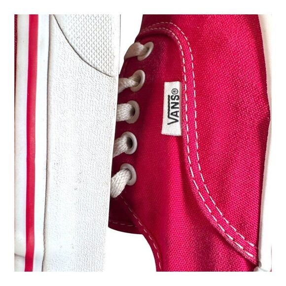 Vans Off The Wall Mens US 12 Red Canvas Lace-Up Sneakers Classic White Soles SEE - Picture 10 of 16